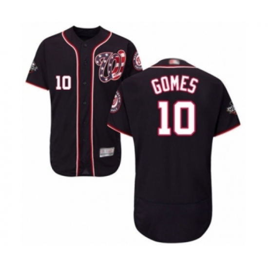 Men's Washington Nationals #10 Yan Gomes Navy Blue Alternate Flex Base Authentic Collection 2019 World Series Bound Baseball Jersey