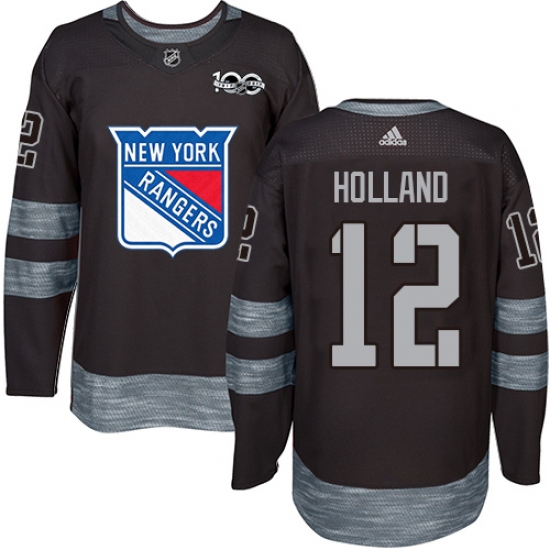 Men's Adidas New York Rangers #12 Peter Holland Premier Black 1917-2017 100th Anniversary NHL Jersey - Ujersey