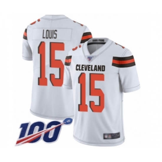 Men's Cleveland Browns #15 Ricardo Louis White Vapor Untouchable Limited Player 100th Season Football Jersey