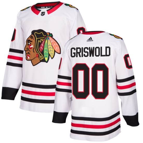 Men's Adidas Chicago Blackhawks #00 Clark Griswold Authentic White Away NHL Jersey - Ujersey