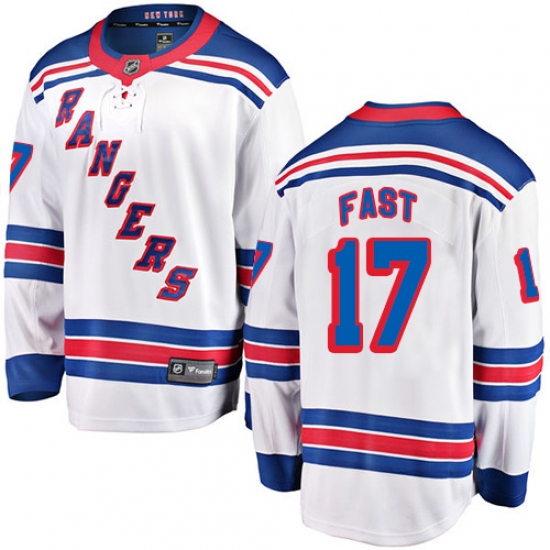 Men's New York Rangers #17 Jesper Fast Fanatics Branded White Away Breakaway NHL Jersey - Ujersey