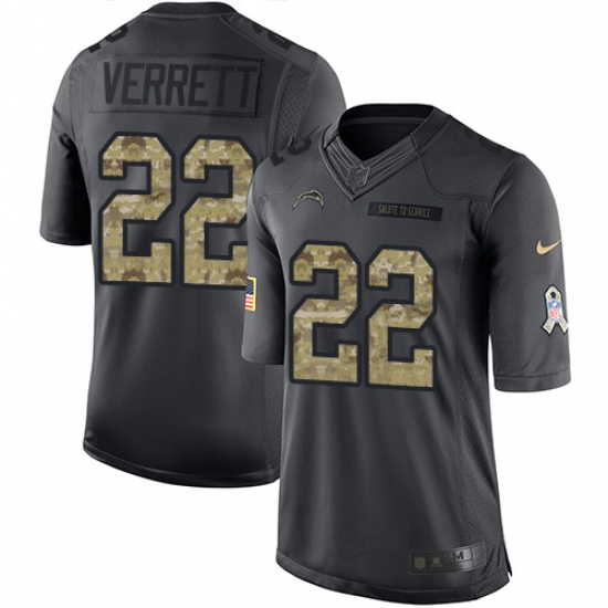 Youth Nike Los Angeles Chargers #22 Jason Verrett Limited Black 2016 Salute to Service NFL Jersey - Ujersey