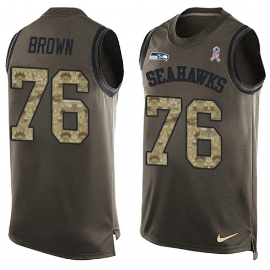 Men's Nike Seattle Seahawks #76 Duane Brown Limited Green Salute to Service Tank Top NFL Jersey - Ujersey