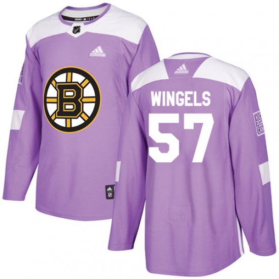 Youth Adidas Boston Bruins #57 Tommy Wingels Authentic Purple Fights Cancer Practice NHL Jersey - Ujersey