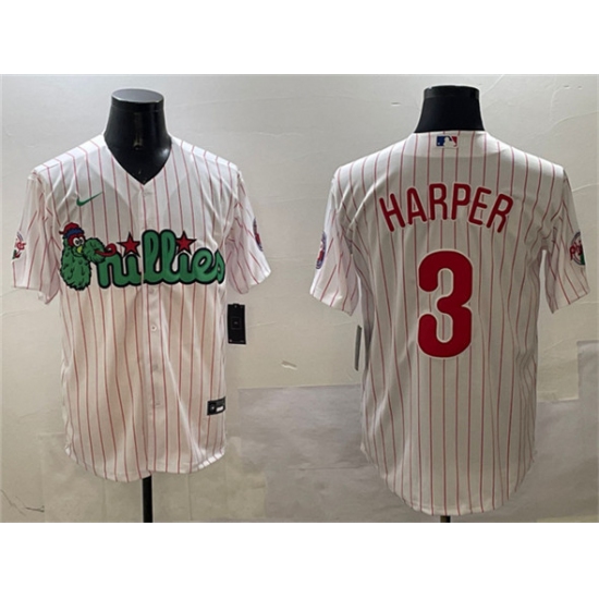 Men's Philadelphia Phillies #3 Bryce Harper White Phanatic Cool Base Stitched Jersey - Ujersey