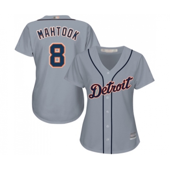 Women's Detroit Tigers #8 Mikie Mahtook Authentic Grey Road Cool Base Baseball Jersey - Ujersey