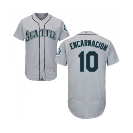 Men's Seattle Mariners #10 Edwin Encarnacion Grey Road Flex Base Authentic Collection Baseball Jersey - Ujersey