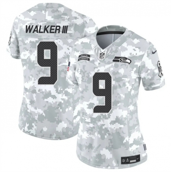 Women's Seattle Seahawks #9 Kenneth Walker III 2024 F.U.S.E Arctic Camo Salute To Service Limited Stitched Football Jersey(Run Small) - Ujersey