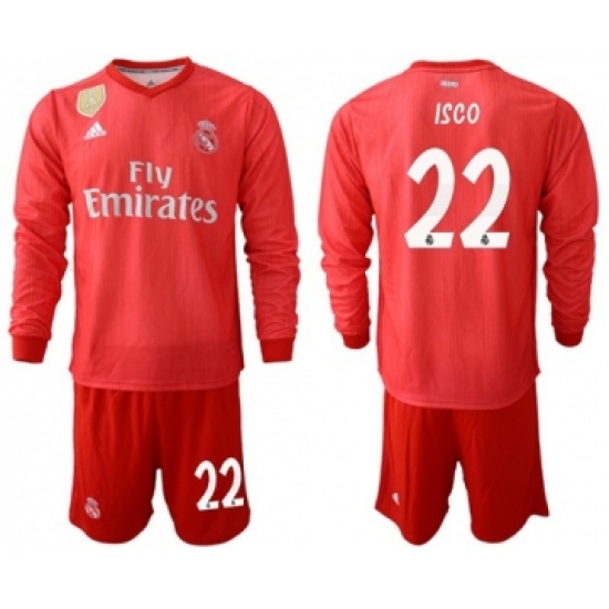 Real Madrid #22 Isco Third Long Sleeves Soccer Club Jersey