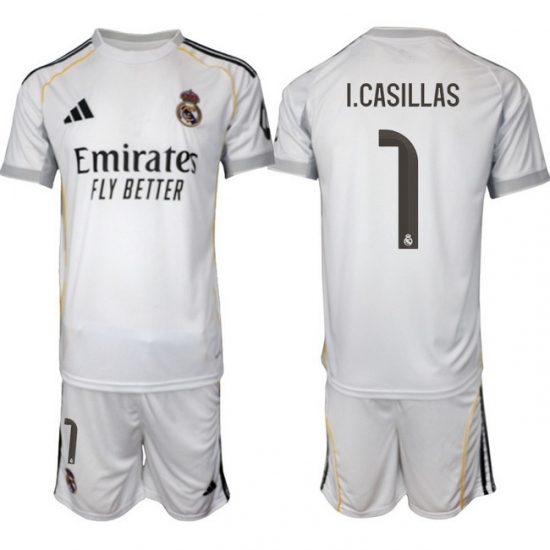 Men Real Madrid 2026 Soccer Jerseys White #1 I.CASILLAS