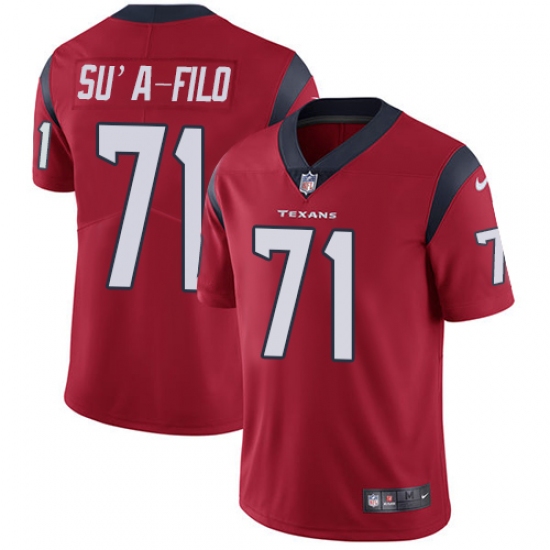Men's Nike Houston Texans #71 Xavier Su'a-Filo Limited Red Alternate Vapor Untouchable NFL Jersey - Ujersey