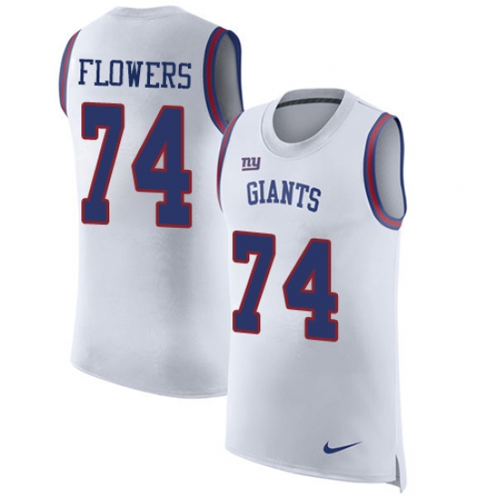 Men's Nike New York Giants #74 Ereck Flowers Limited White Rush Player Name & Number Tank Top NFL Jersey - Ujersey