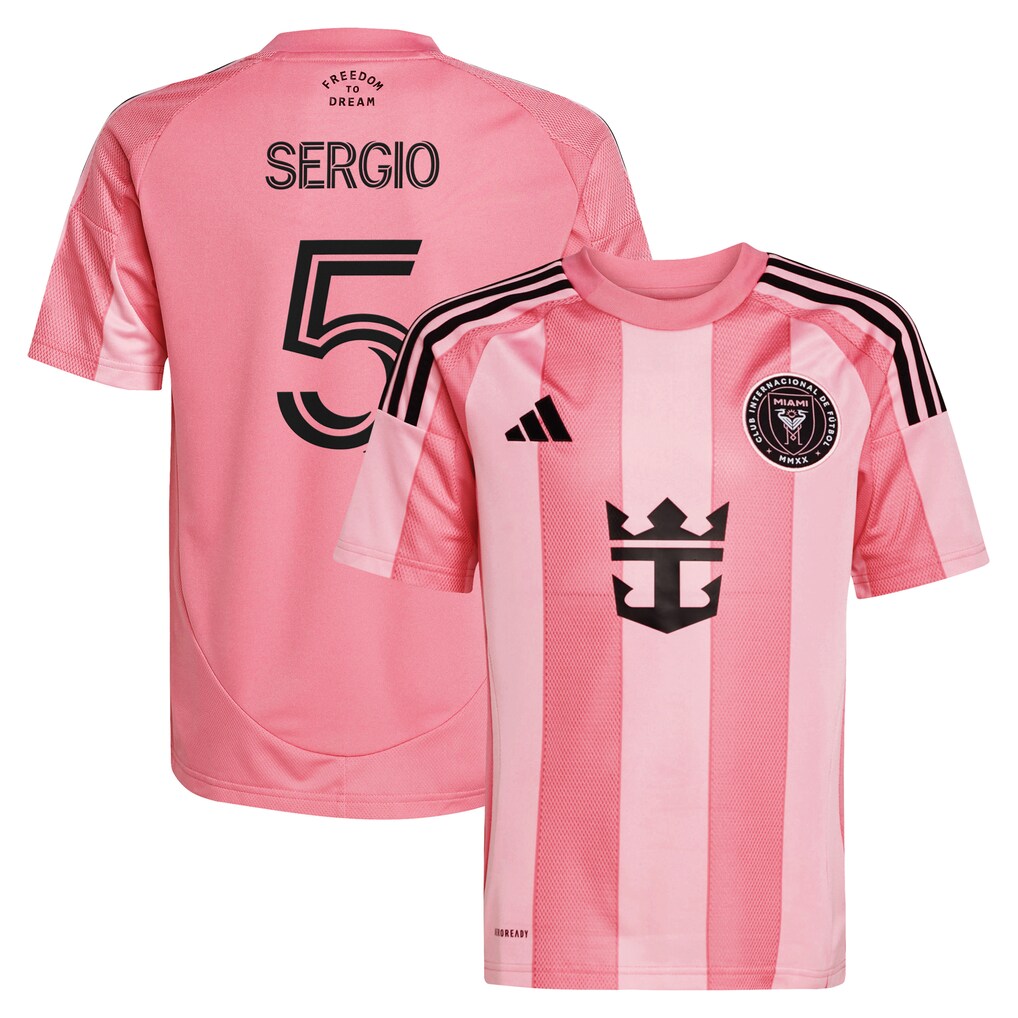 Youth Inter Miami CF Sergio Busquets adidas Light Pink 2025 Euforia Replica Player Jersey - Ujersey