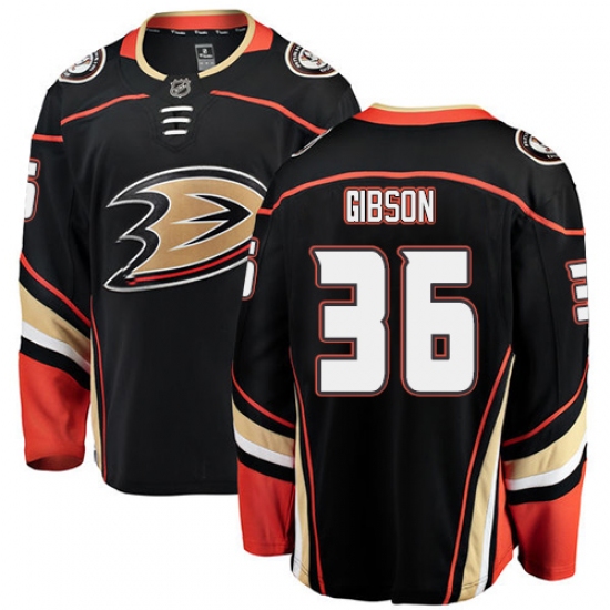 Men's Anaheim Ducks #36 John Gibson Fanatics Branded Black Home Breakaway NHL Jersey - Ujersey