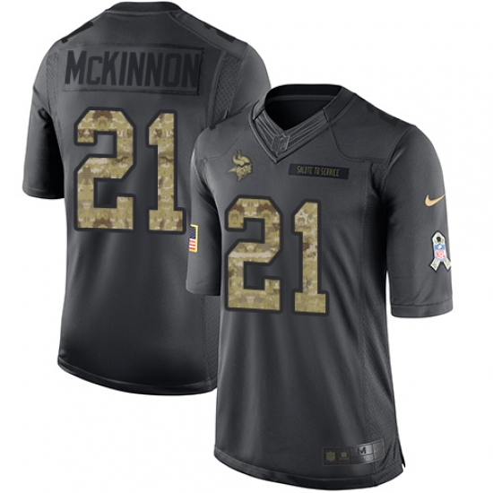 Youth Nike Minnesota Vikings #21 Jerick McKinnon Limited Black 2016 Salute to Service NFL Jersey - Ujersey