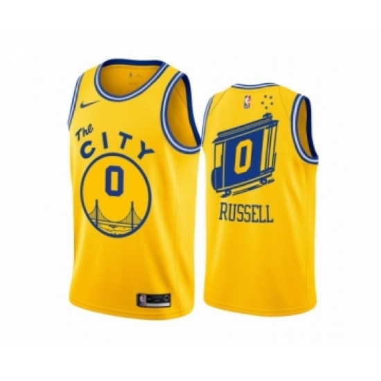 Women's Golden State Warriors #0 D'Angelo Russell Swingman Gold Hardwood Classics Basketball Jersey - The City Classic Edition