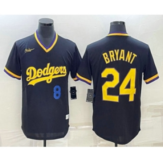Mens Los Angeles Dodgers #8 #24 Kobe Bryant Number Black Stitched Pullover Throwback Nike Jersey - Ujersey