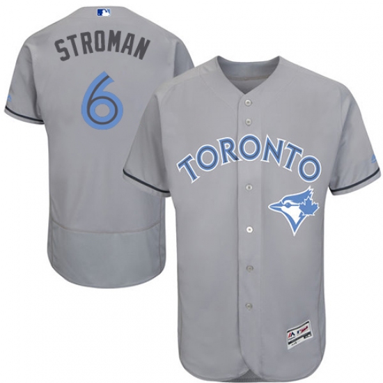 Men's Majestic Toronto Blue Jays #6 Marcus Stroman Authentic Gray 2016 Father's Day Fashion Flex Base MLB Jersey - Ujersey