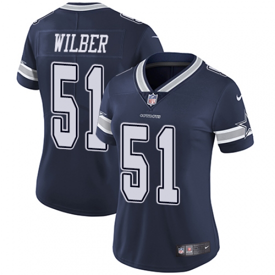 Women's Nike Dallas Cowboys #51 Kyle Wilber Navy Blue Team Color Vapor Untouchable Limited Player NFL Jersey - Ujersey