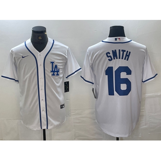 Men's Los Angeles Dodgers #16 Will Smith White Cool Base Stitched Baseball Jersey - Ujersey