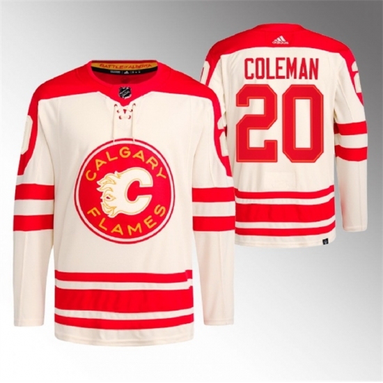 Men's Calgary Flames #20 Blake Coleman 2023 Cream Heritage Classic Primegreen Stitched Jersey - Ujersey