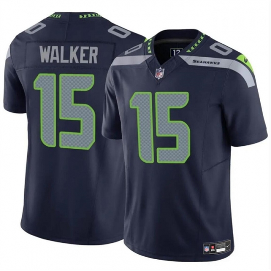 Men's Seattle Seahawks #15 P.J. Walker Navy 2024 F.U.S.E Vapor Limited Football Stitched Jersey - Ujersey