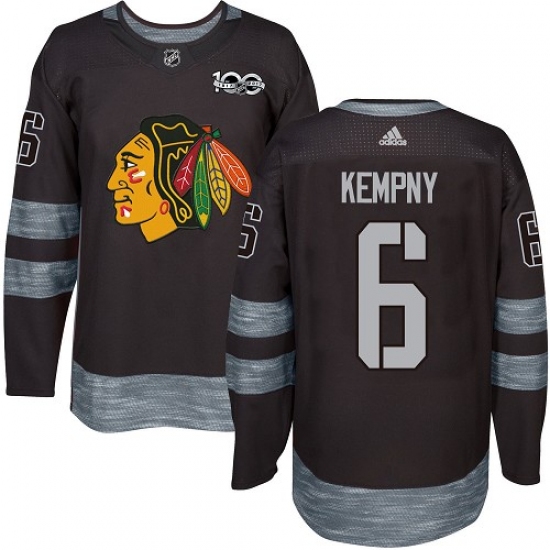 Men's Adidas Chicago Blackhawks #6 Michal Kempny Authentic Black 1917-2017 100th Anniversary NHL Jersey