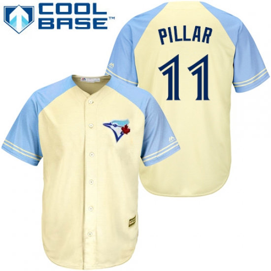 Men's Majestic Toronto Blue Jays #11 Kevin Pillar Replica Cream Exclusive Vintage Cool Base MLB Jersey - Ujersey