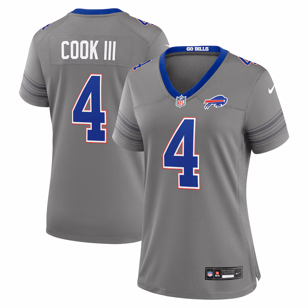 Women's Buffalo Bills James Cook III Nike Gray Nickel City Game Jersey - Ujersey