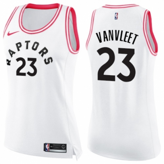 Women's Nike Toronto Raptors #23 Fred VanVleet Swingman White/Pink Fashion NBA Jersey - Ujersey