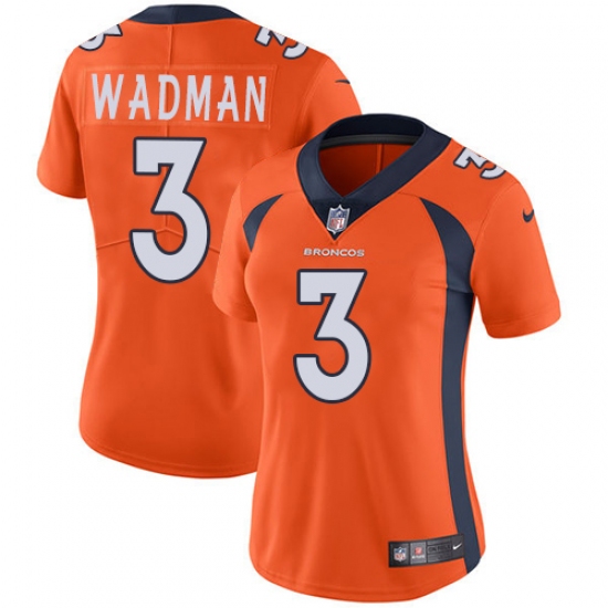Women's Nike Denver Broncos #3 Colby Wadman Orange Team Color Vapor Untouchable Limited Player NFL Jersey - Ujersey