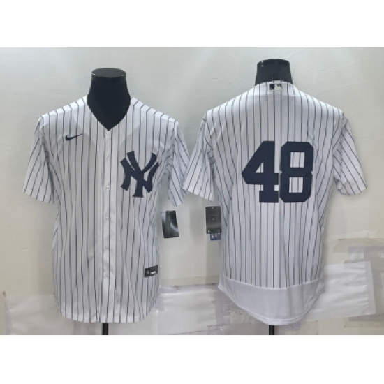 Men's New York Yankees #48 Anthony Rizzo White No Name Stitched MLB Flex Base Nike Jersey - Ujersey