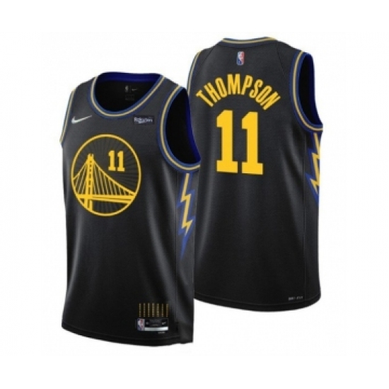 Men's Golden State Warriors #11 Klay Thompson 75th Anniversary Black Stitched Basketball Jersey - Ujersey