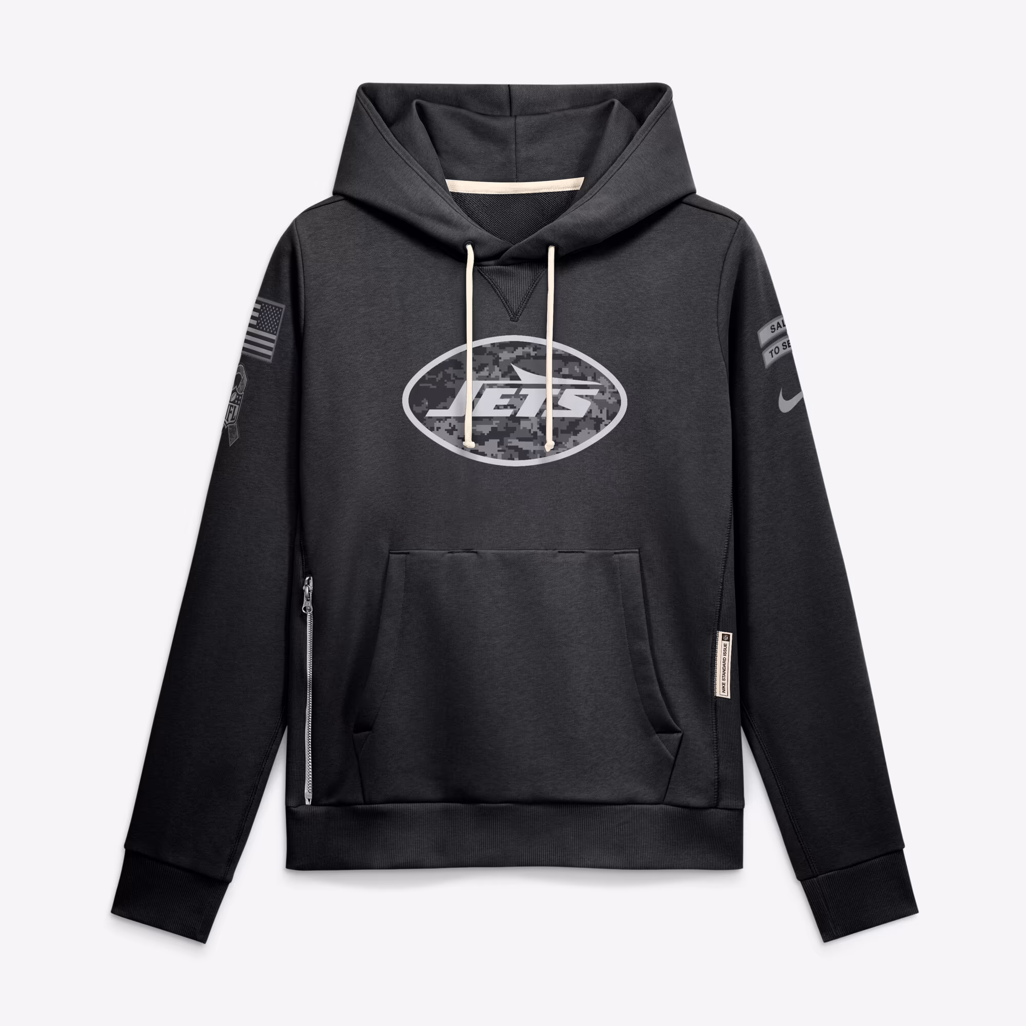 Women's New York Jets  Nike Black 2026 Salute to Service Sideline Dri-FIT Pullover Hoodie