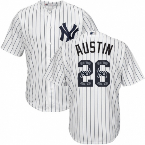 Men's Majestic New York Yankees #26 Tyler Austin Authentic White Team Logo Fashion MLB Jersey - Ujersey