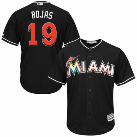 Youth Majestic Miami Marlins #19 Miguel Rojas Authentic Black Alternate 2 Cool Base MLB Jersey - Ujersey