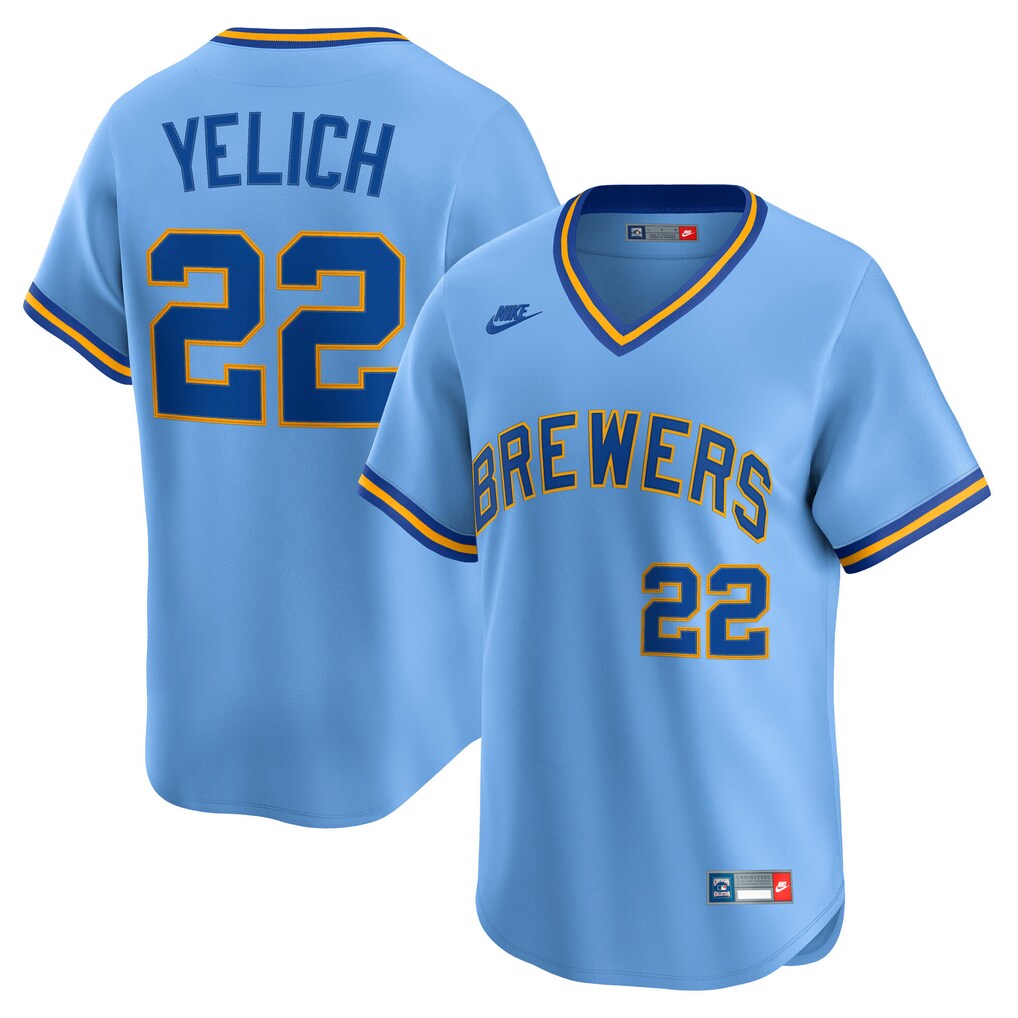 Men's Milwaukee Brewers Christian Yelich Nike Powder Blue Cooperstown Collection Limited Jersey - Ujersey