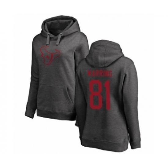 Football Women's Houston Texans #81 Kahale Warring Ash One Color Pullover Hoodie - Ujersey