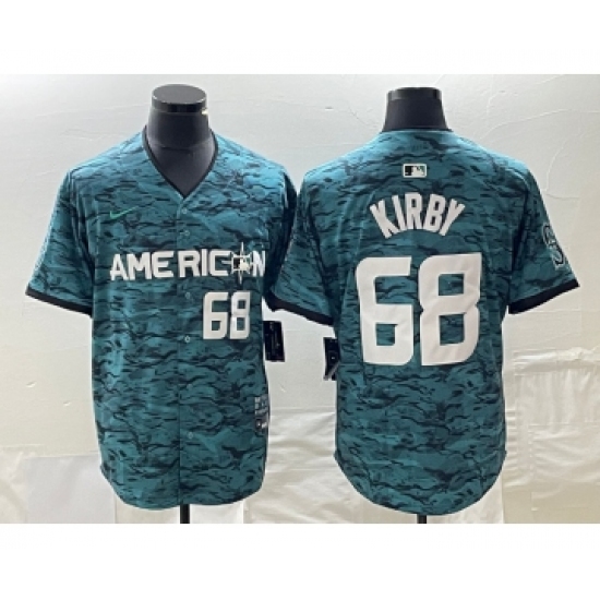 Men's Nike Seattle Mariners #68 Adolis Garcia Number Teal 2023 All Star Stitched Baseball Jersey - Ujersey