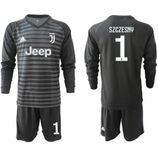 Juventus #1 Szczesny Black Goalkeeper Long Sleeves Soccer Club Jersey