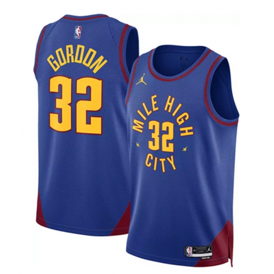 Men's Denver Nuggets #32 Aaron Gordon Blue Statement Edition Stitched Basketball Jersey - Ujersey