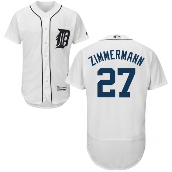 Men's Majestic Detroit Tigers #27 Jordan Zimmermann White Home Flex Base Authentic Collection MLB Jersey - Ujersey