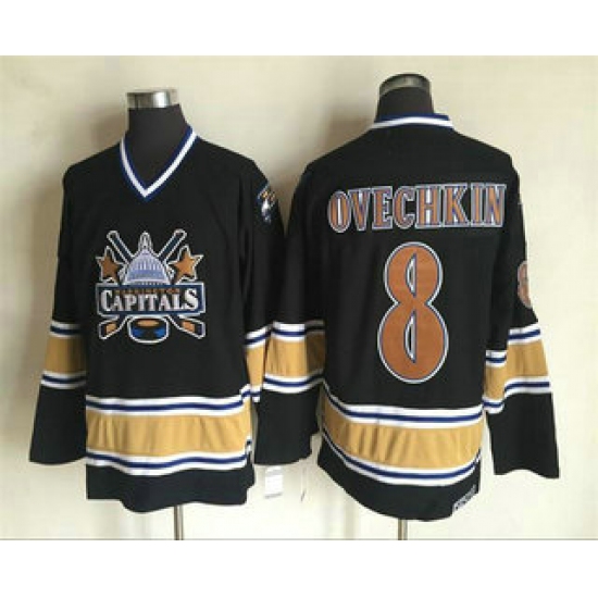 Men's Washington Capitals #8 Alex Ovechkin 2000-01 Black CCM Vintage Throwback Jersey - Ujersey