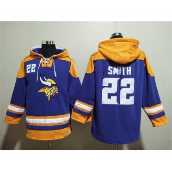 Men's Minnesota Vikings #22 Harrison Smith Purple Yellow Ageless Must-Have Lace-Up Pullover Hoodie - Ujersey