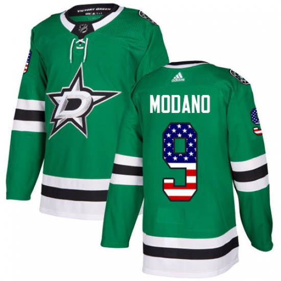 Men's Adidas Dallas Stars #9 Mike Modano Authentic Green USA Flag Fashion NHL Jersey - Ujersey