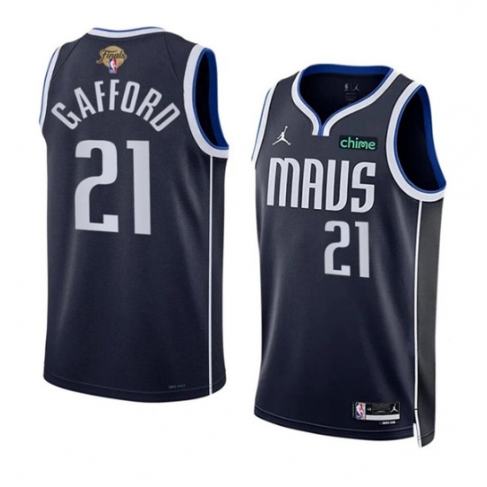 Men's Dallas Mavericks #21 Daniel Gafford Navy 2024 Finals Statement Edition Stitched Basketball Jersey - Ujersey