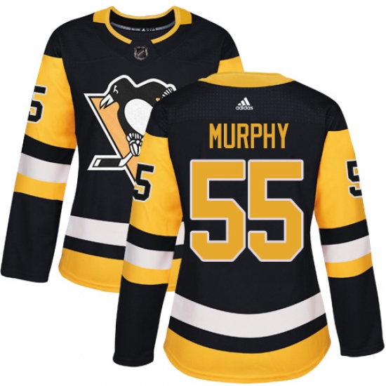 Women's Adidas Pittsburgh Penguins #55 Larry Murphy Authentic Black Home NHL Jersey