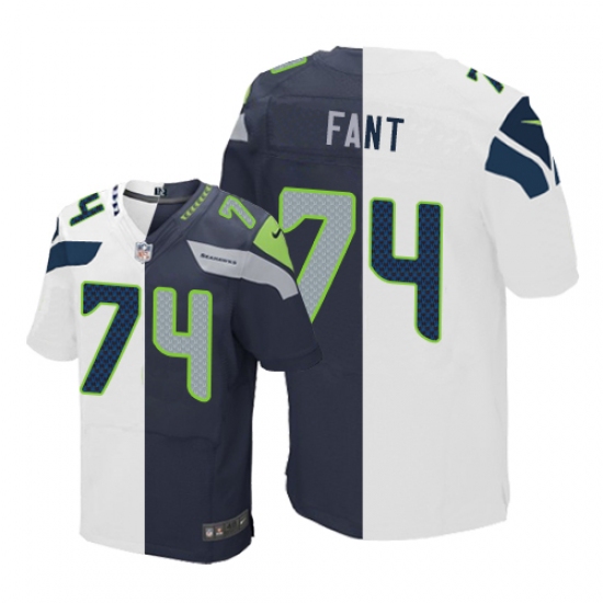 Men's Nike Seattle Seahawks #74 George Fant Elite Navy/White Split Fashion NFL Jersey - Ujersey