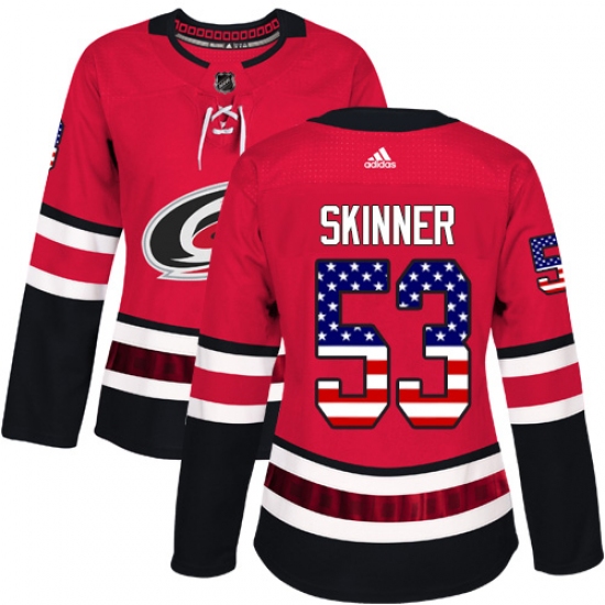 Women's Adidas Carolina Hurricanes #53 Jeff Skinner Authentic Red USA Flag Fashion NHL Jersey - Ujersey