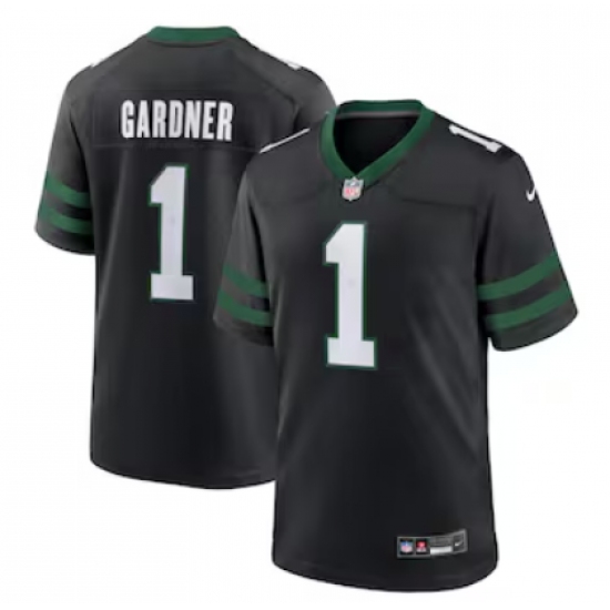 Men's Nike New York Jets #1 Ahmad Sauce Gardner Black 2023 F.U.S.E. Vapor Limited Throwback Stitched Football Jersey - Ujersey